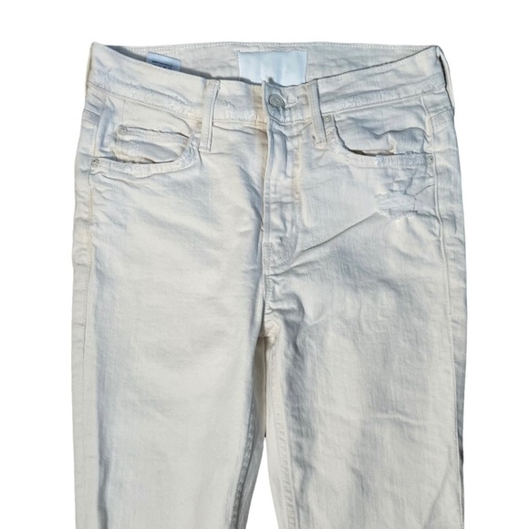 Mother Denim The Flirt Chew Ankle Unnatural Acts Ivory Straight Jeans Sz 25 High - Picture 6 of 16